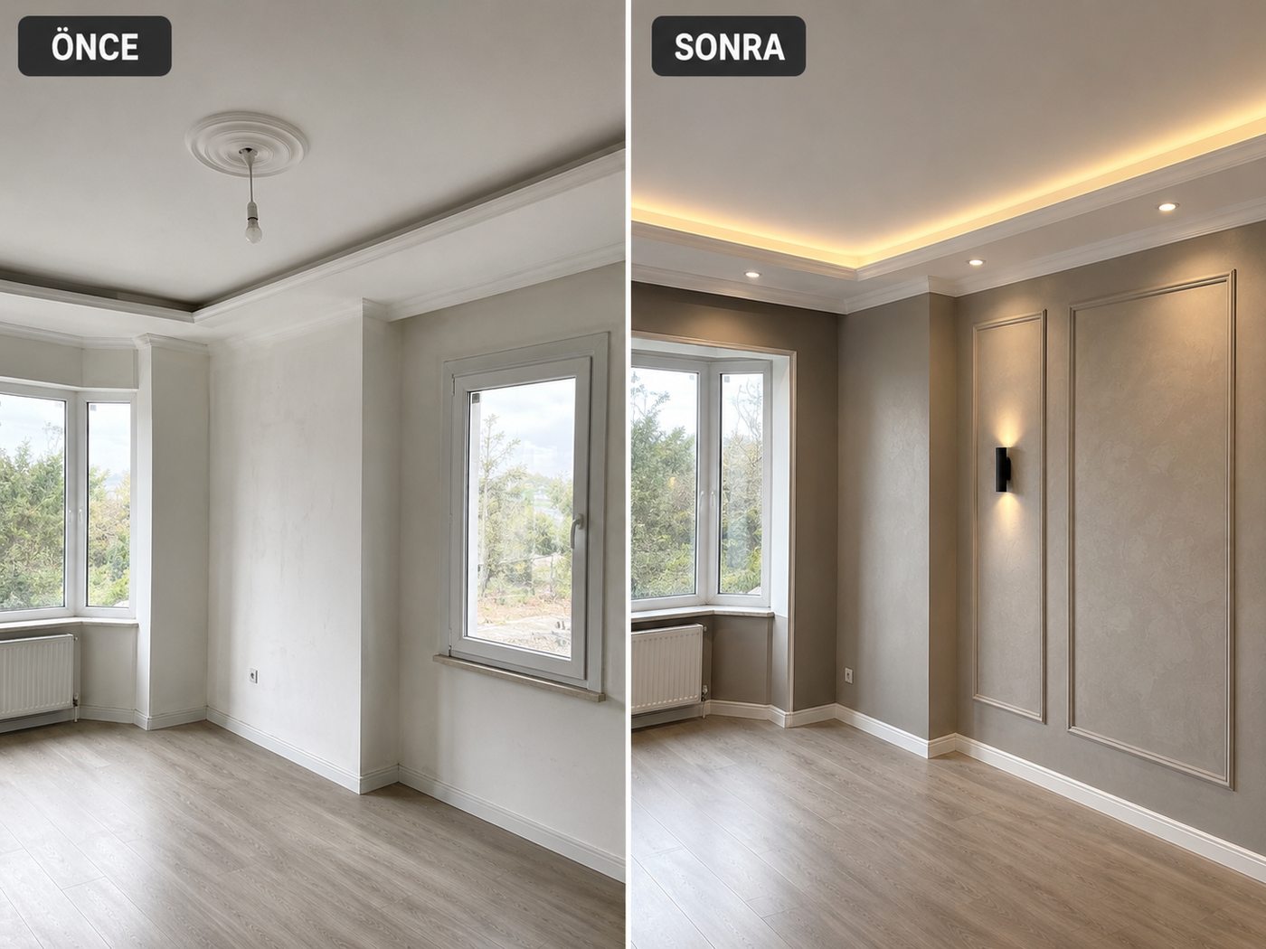 Karşıyaka iç cephe boya öncesi ve sonrası